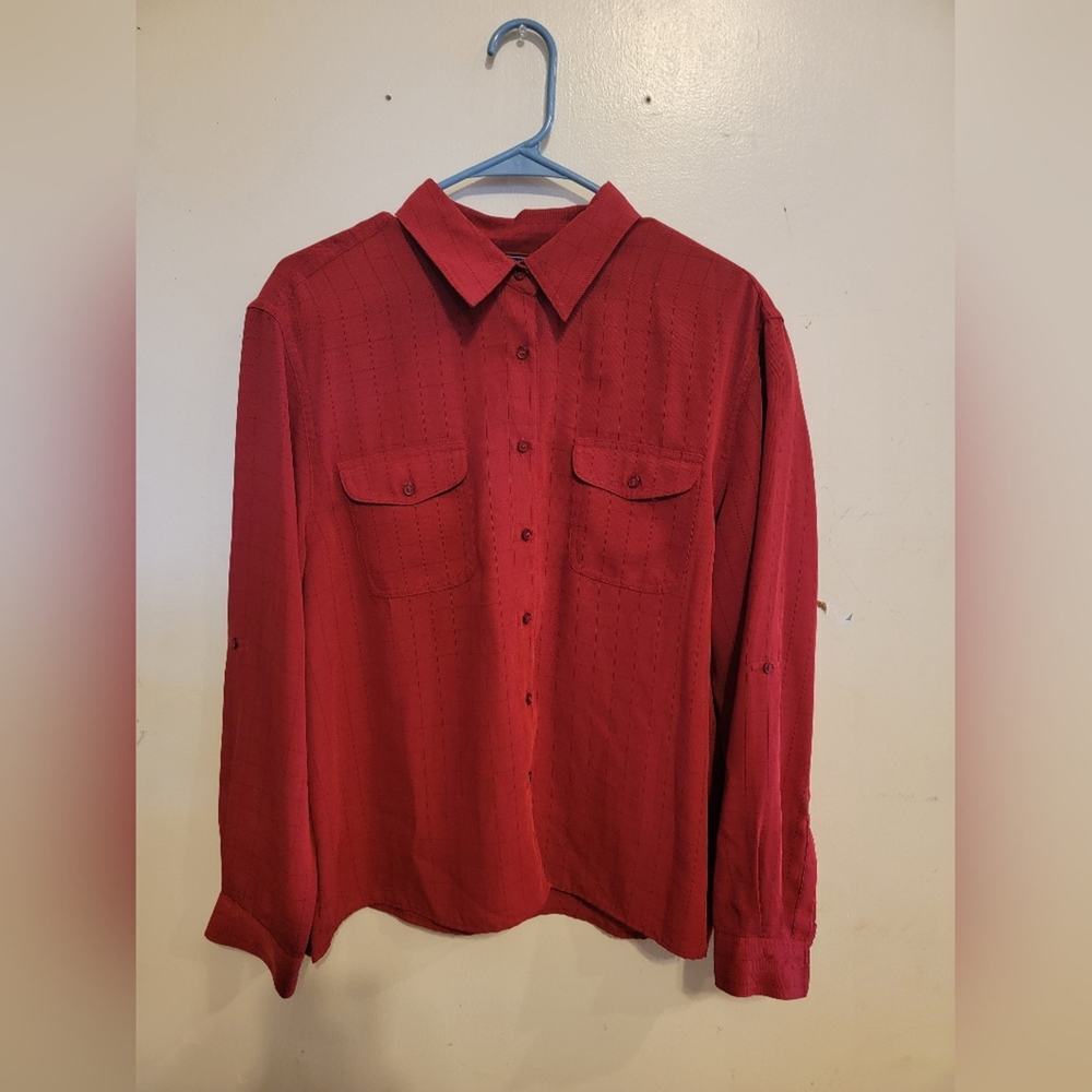 Womens XL Laura Scott Red Button Down Shirt